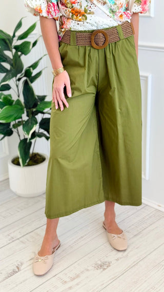 Capri Belted Italian Pant- Pistachio