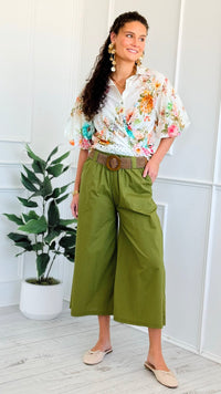 Capri Belted Italian Pant- Pistachio
