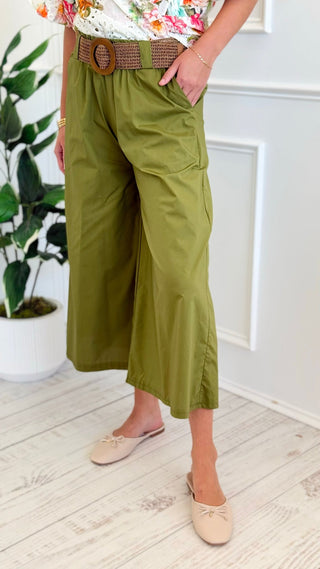 Capri Belted Italian Pant- Pistachio