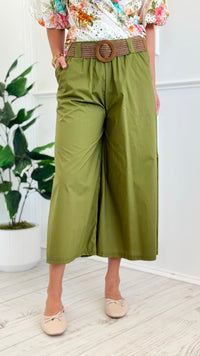 Capri Belted Italian Pant- Pistachio