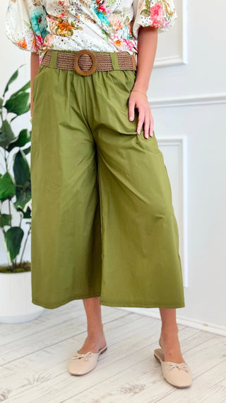 Capri Belted Italian Pant- Pistachio