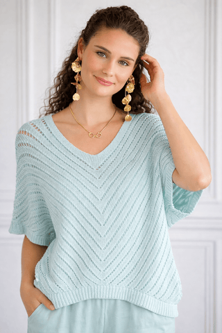 Capri Italian Knit Top- Aqua