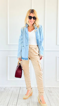 Cargo Wish List Italian Joggers- Gold-180 Joggers-CRIS S.R.L.-Coastal Bloom Boutique, find the trendiest versions of the popular styles and looks Located in Indialantic, FL