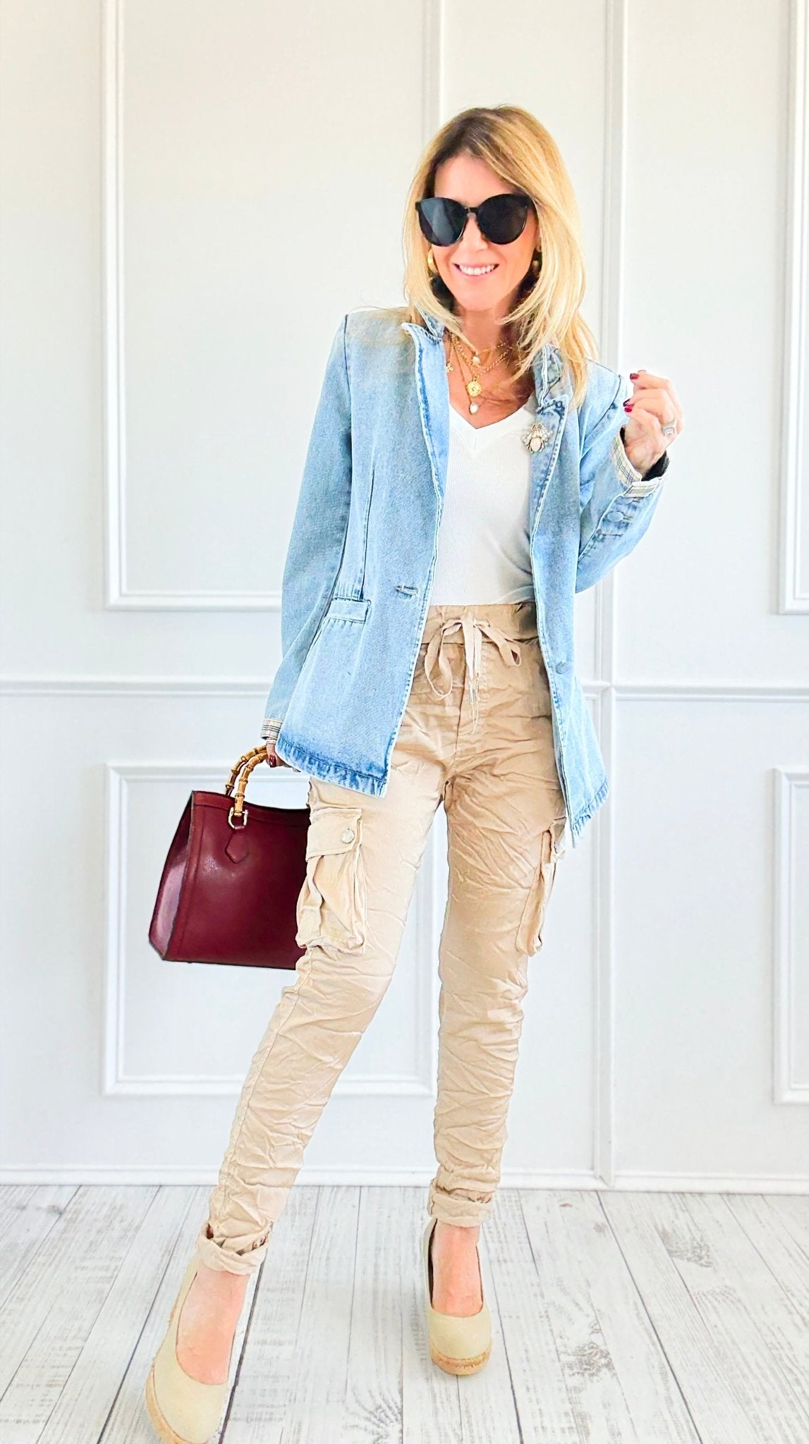 Cargo Wish List Italian Joggers- Gold-180 Joggers-CRIS S.R.L.-Coastal Bloom Boutique, find the trendiest versions of the popular styles and looks Located in Indialantic, FL