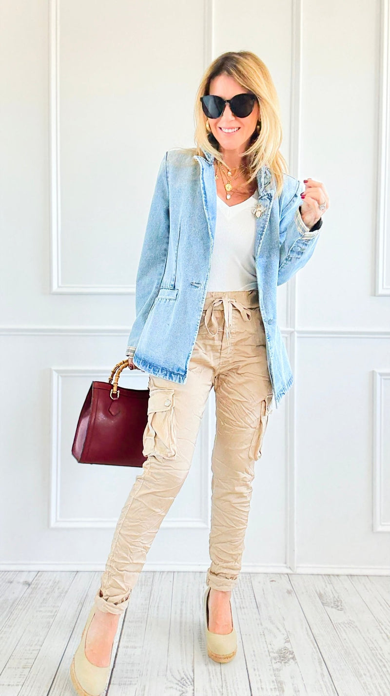 Cargo Wish List Italian Joggers- Gold-180 Joggers-CRIS S.R.L.-Coastal Bloom Boutique, find the trendiest versions of the popular styles and looks Located in Indialantic, FL