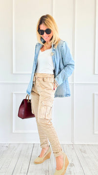 Cargo Wish List Italian Joggers- Gold-180 Joggers-CRIS S.R.L.-Coastal Bloom Boutique, find the trendiest versions of the popular styles and looks Located in Indialantic, FL