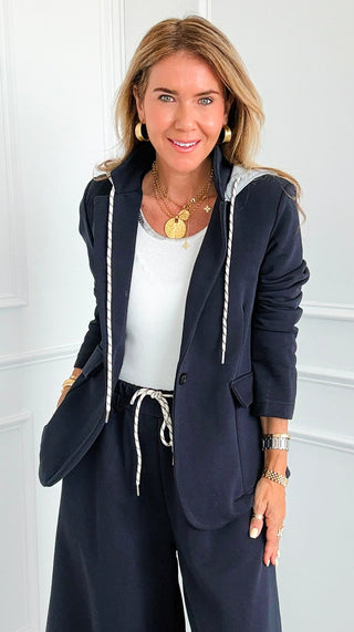 Caroline Italian Hoodie Blazer- Navy