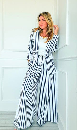 Caroline Italian Pant- Stripe/Navy