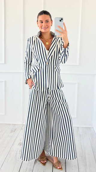 Caroline Italian Pant- Stripe/Navy