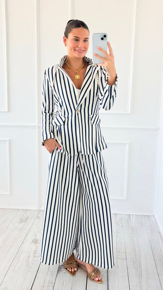 Caroline Italian Pant- Stripe/Navy