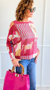Carousel Dreams Italian St Tropez Knit- Fuchsia-140 Sweaters-SORPRESA-Coastal Bloom Boutique, find the trendiest versions of the popular styles and looks Located in Indialantic, FL