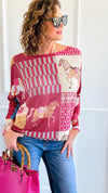 Carousel Dreams Italian St Tropez Knit- Fuchsia-140 Sweaters-SORPRESA-Coastal Bloom Boutique, find the trendiest versions of the popular styles and looks Located in Indialantic, FL