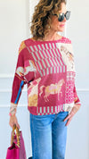 Carousel Dreams Italian St Tropez Knit- Fuchsia-140 Sweaters-SORPRESA-Coastal Bloom Boutique, find the trendiest versions of the popular styles and looks Located in Indialantic, FL