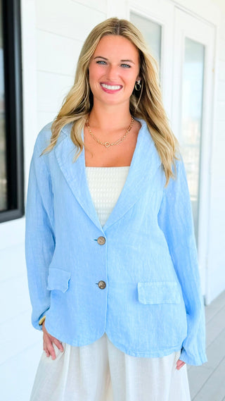 Casual Linen Italian Blazer- Sky Blue