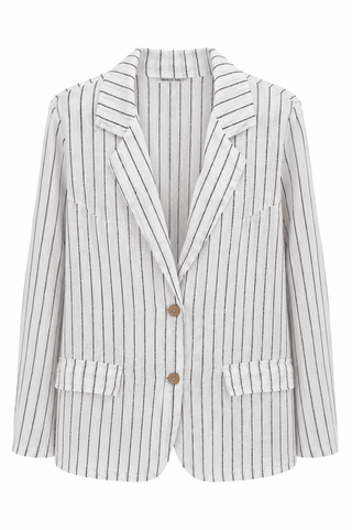 Casual Lines Italian Linen Blazer- White/Black