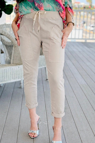 Casual Structure Utility Joggers Pant- Beige
