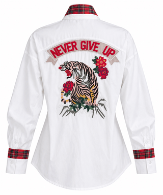 CB Custom - Bougie Never Back Down Tiger Blouse - White