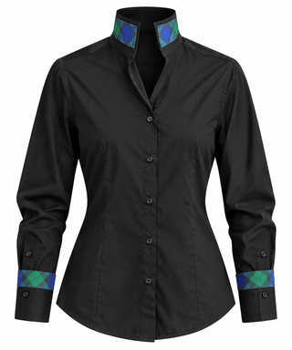CB Custom - Emerald Tartan Sutton Italian Blouse - Black