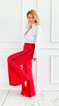 CB Custom - Luxe Mini Stripe Born Free Palazzo - Red-170 Bottoms-Italianissimo / Holly-Coastal Bloom Boutique, find the trendiest versions of the popular styles and looks Located in Indialantic, FL