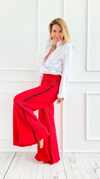 CB Custom - Luxe Mini Stripe Born Free Palazzo - Red-170 Bottoms-Italianissimo / Holly-Coastal Bloom Boutique, find the trendiest versions of the popular styles and looks Located in Indialantic, FL