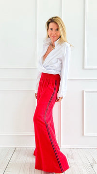 CB Custom - Luxe Mini Stripe Born Free Palazzo - Red-170 Bottoms-Italianissimo / Holly-Coastal Bloom Boutique, find the trendiest versions of the popular styles and looks Located in Indialantic, FL