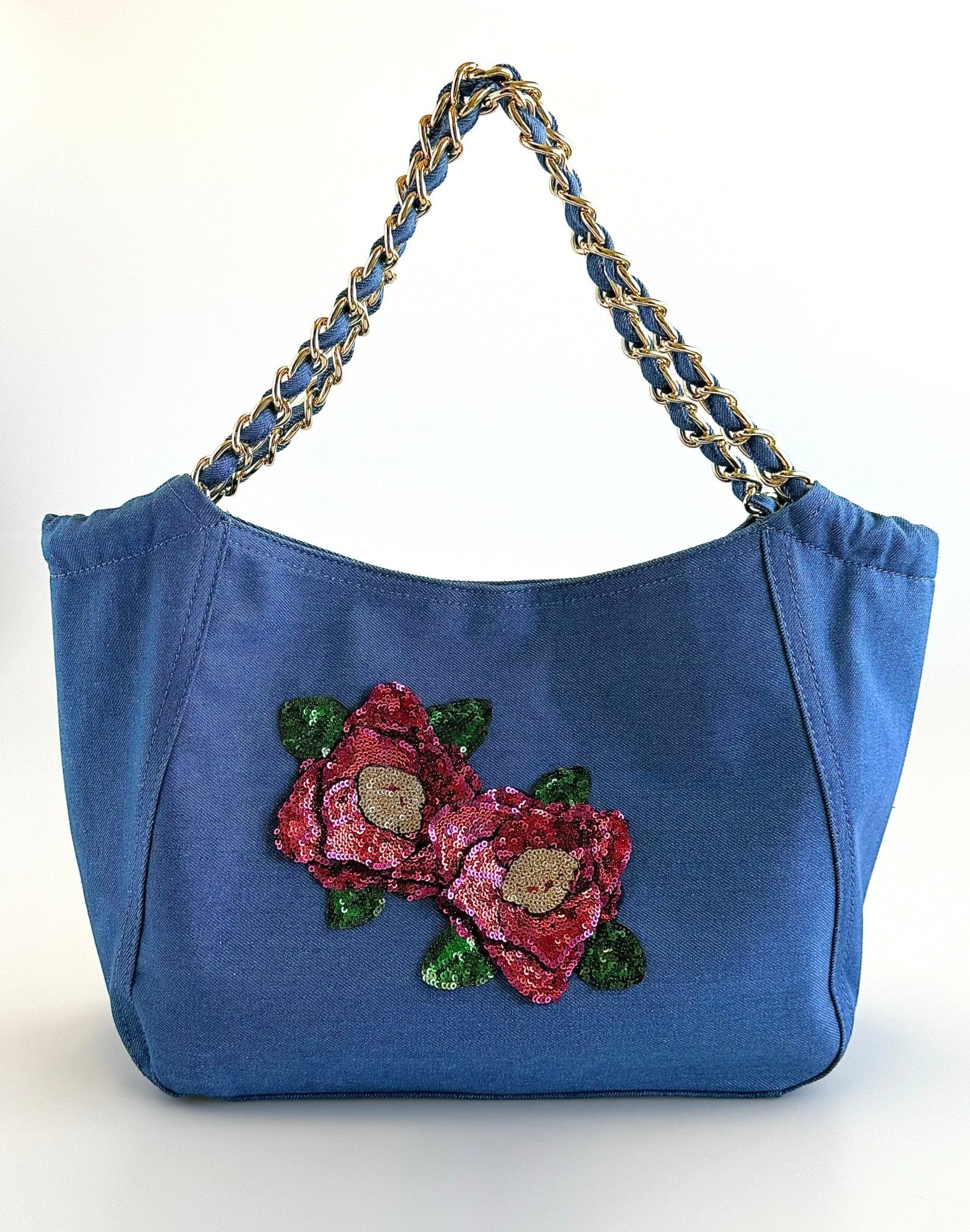 CB Custom - Sequin Rose Garden Tote-240 Bags-Bag Boutique-H&D / Holly-Coastal Bloom Boutique, find the trendiest versions of the popular styles and looks Located in Indialantic, FL