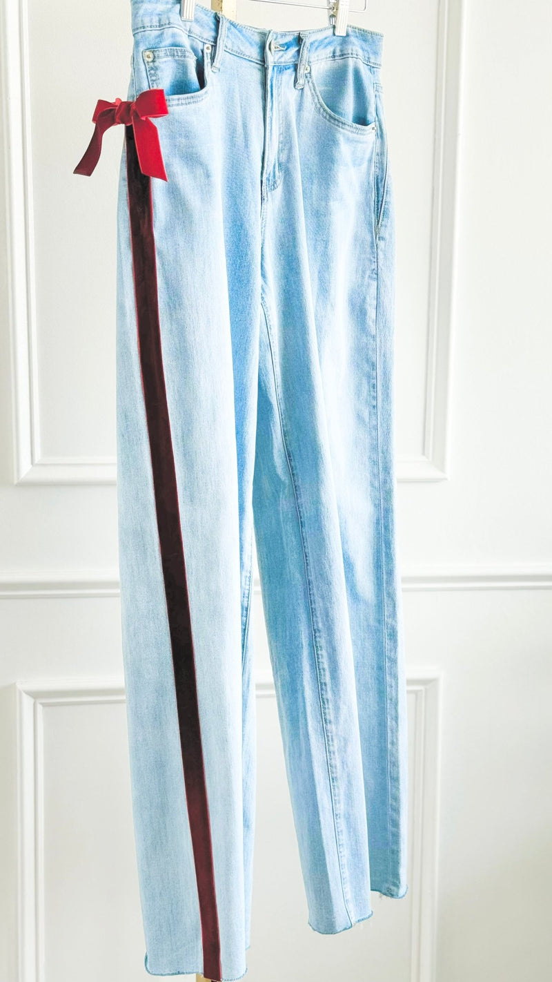 CB Custom - The Bow Statement Jean-100 Pants-Mica Denim / Holly-Coastal Bloom Boutique, find the trendiest versions of the popular styles and looks Located in Indialantic, FL