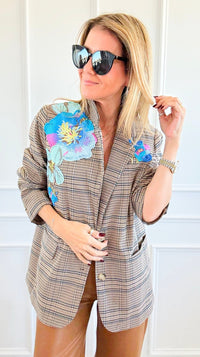 CB CUSTOM - The Heavenly Garden Blazer-160 Jackets-Blue Velvet / HOLLY-Coastal Bloom Boutique, find the trendiest versions of the popular styles and looks Located in Indialantic, FL