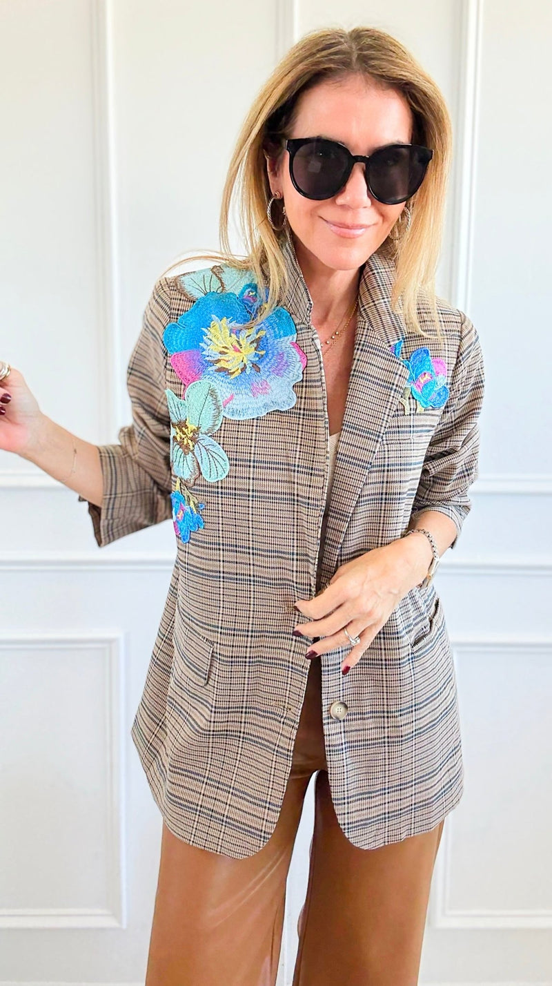 CB CUSTOM - The Heavenly Garden Blazer-160 Jackets-Blue Velvet / HOLLY-Coastal Bloom Boutique, find the trendiest versions of the popular styles and looks Located in Indialantic, FL