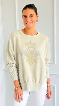 CB Custom - The Royal Hive Sweatshirt-130 Long Sleeve Tops-Blu Pepper / Holly-Coastal Bloom Boutique, find the trendiest versions of the popular styles and looks Located in Indialantic, FL