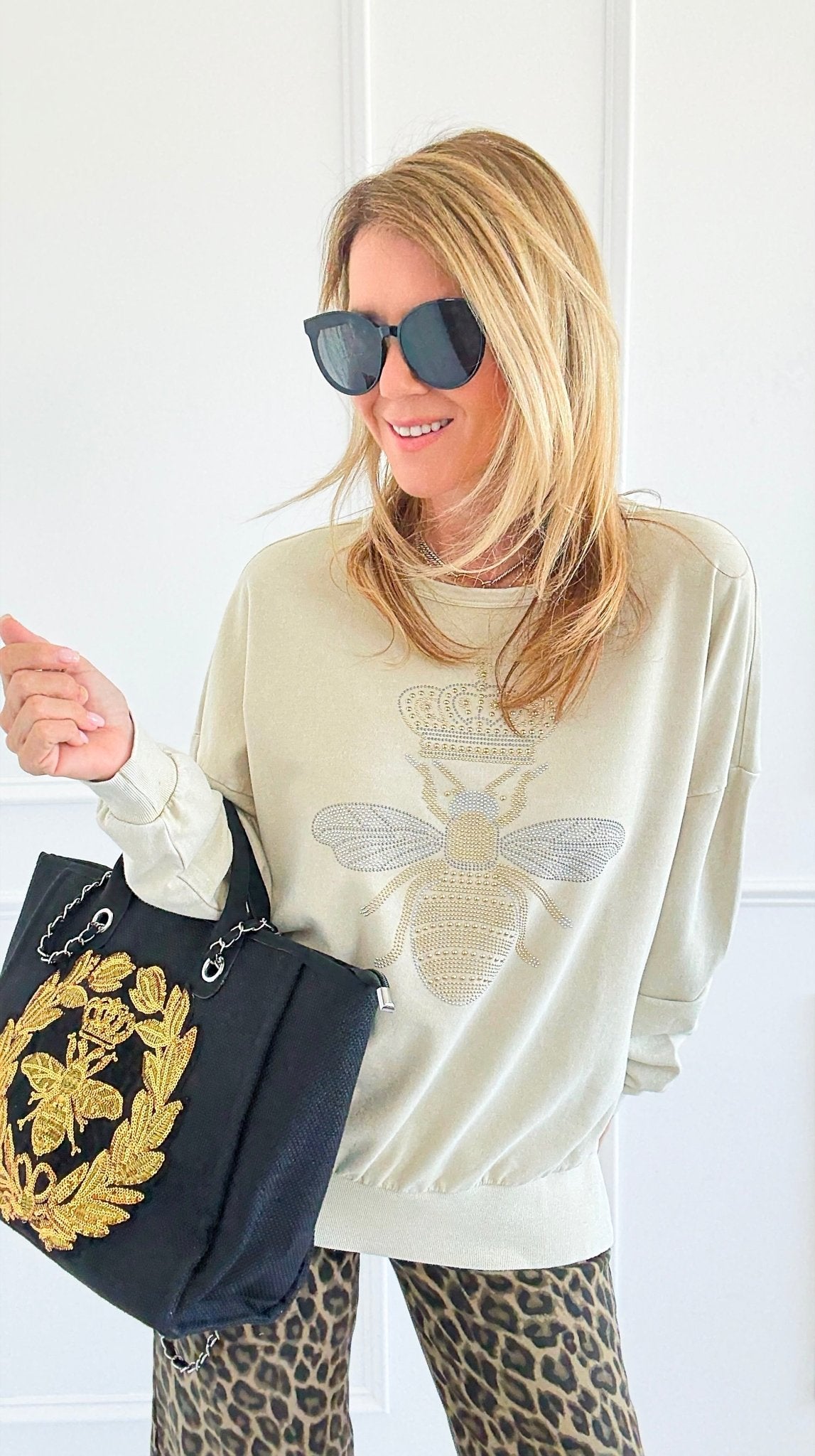 CB Custom - The Royal Hive Sweatshirt-130 Long Sleeve Tops-Blu Pepper / Holly-Coastal Bloom Boutique, find the trendiest versions of the popular styles and looks Located in Indialantic, FL