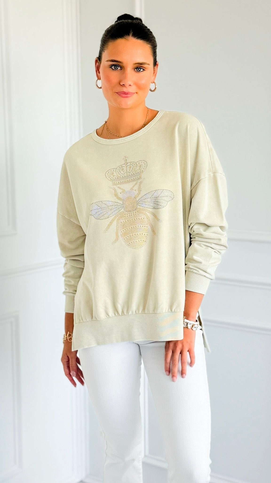 CB Custom - The Royal Hive Sweatshirt-130 Long Sleeve Tops-Blu Pepper / Holly-Coastal Bloom Boutique, find the trendiest versions of the popular styles and looks Located in Indialantic, FL