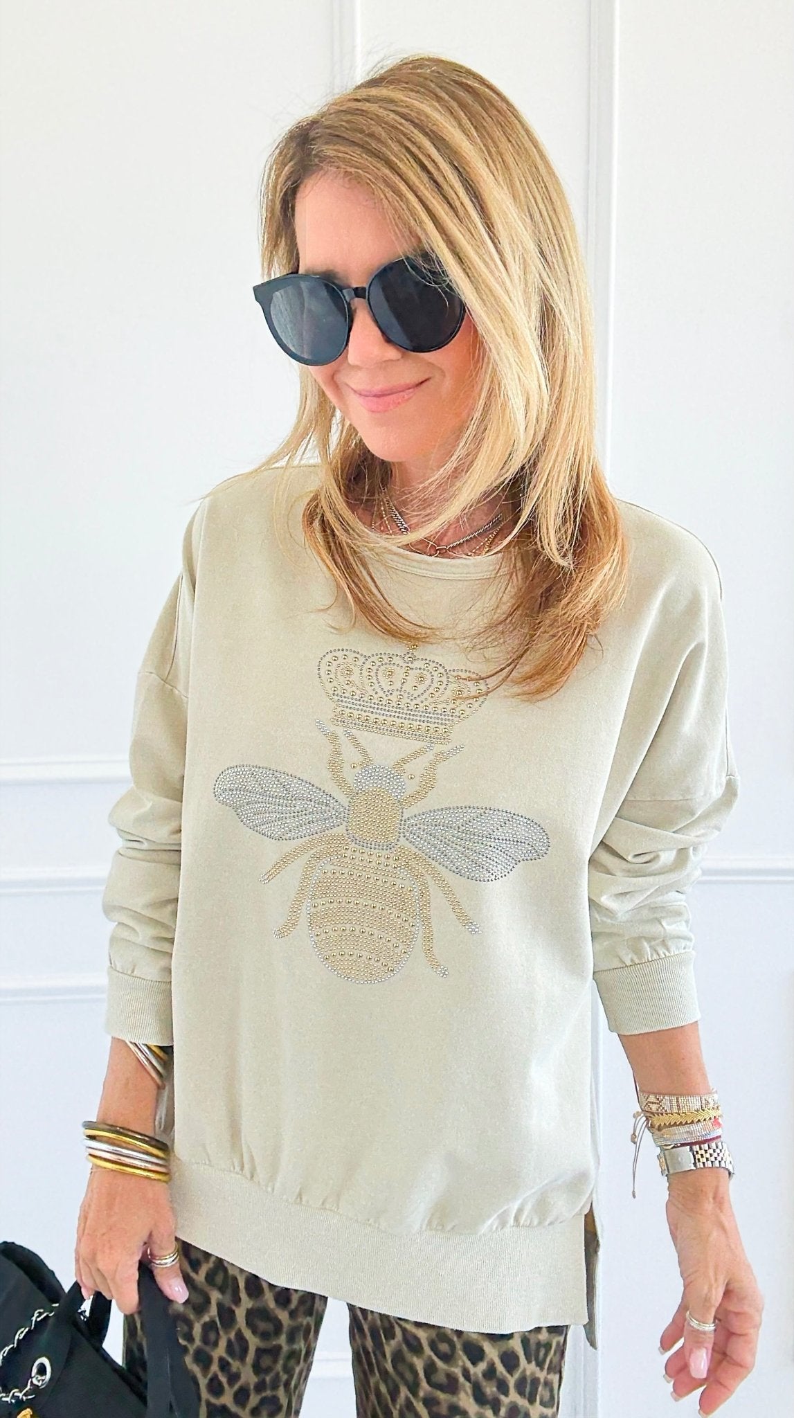 CB Custom - The Royal Hive Sweatshirt-130 Long Sleeve Tops-Blu Pepper / Holly-Coastal Bloom Boutique, find the trendiest versions of the popular styles and looks Located in Indialantic, FL