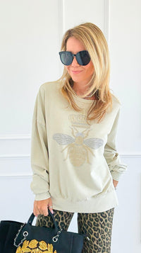 CB Custom - The Royal Hive Sweatshirt-130 Long Sleeve Tops-Blu Pepper / Holly-Coastal Bloom Boutique, find the trendiest versions of the popular styles and looks Located in Indialantic, FL