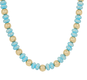 Bead Drift Collar Magnetic Necklace - Light Blue/ Gold
