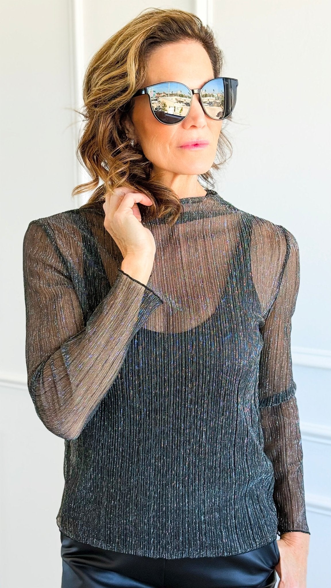 Celestial Nights Mesh Italian Top-110 Long Sleeve Tops-TATTOO Z-Coastal Bloom Boutique, find the trendiest versions of the popular styles and looks Located in Indialantic, FL