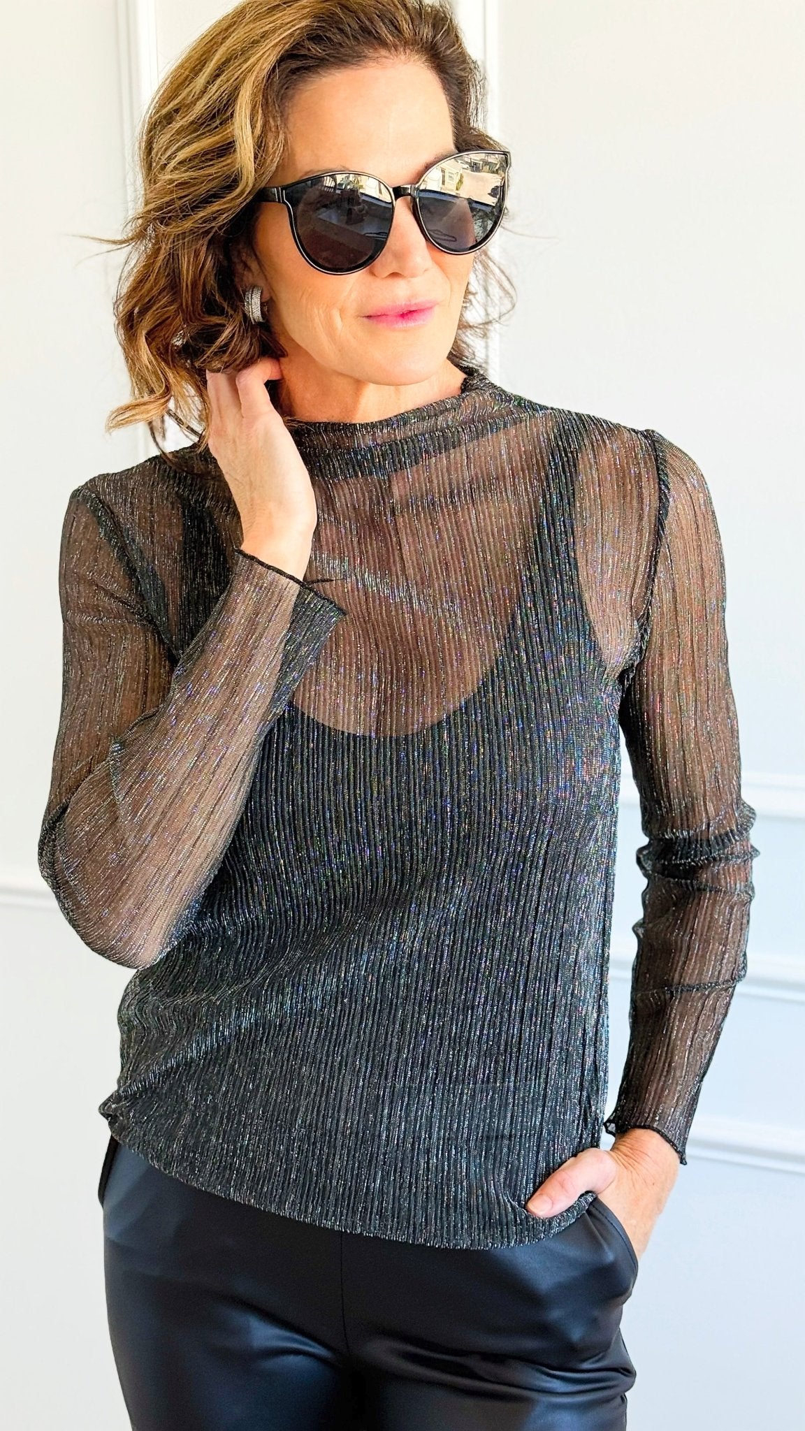 Celestial Nights Mesh Italian Top-110 Long Sleeve Tops-TATTOO Z-Coastal Bloom Boutique, find the trendiest versions of the popular styles and looks Located in Indialantic, FL