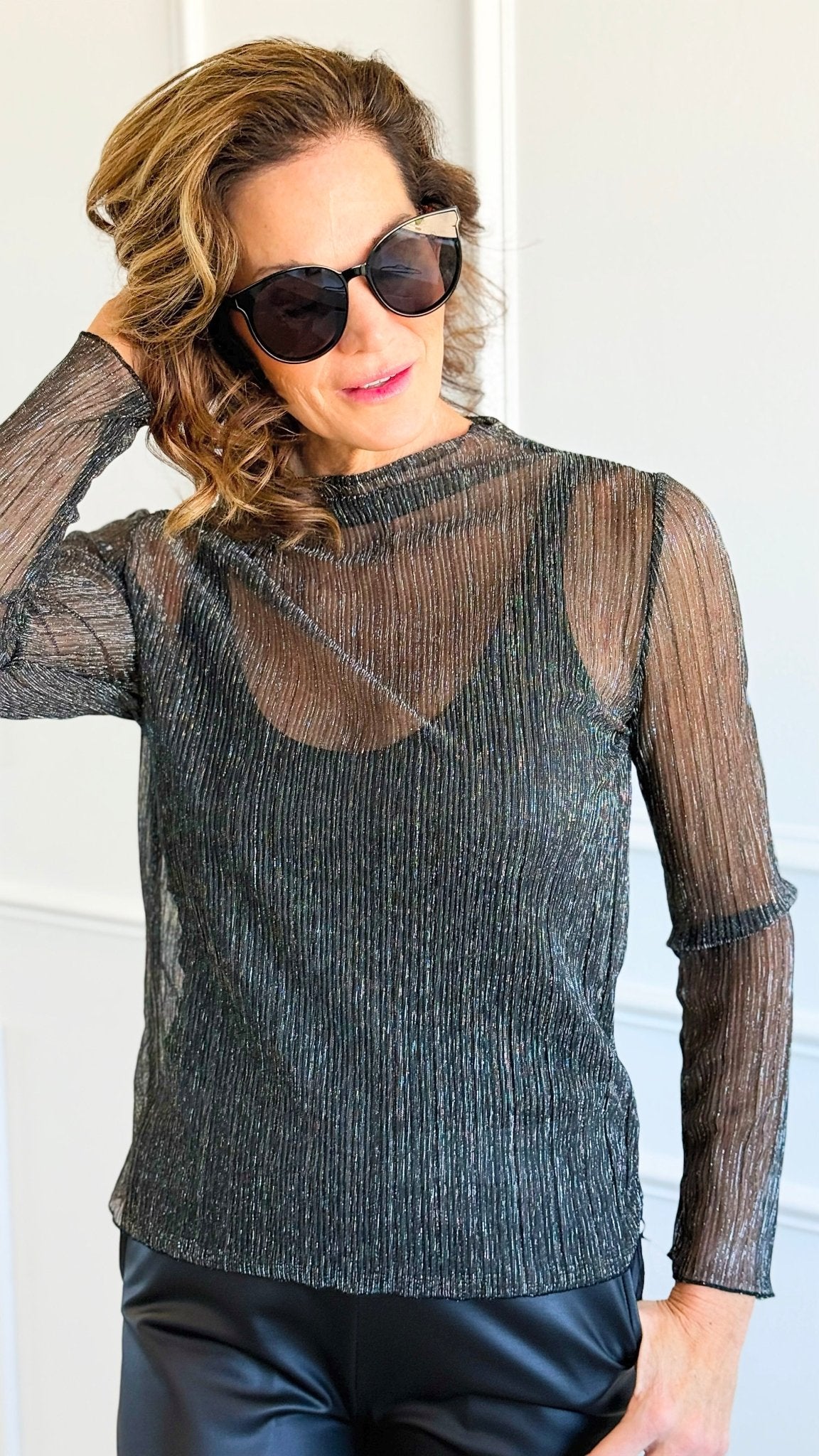 Celestial Nights Mesh Italian Top-110 Long Sleeve Tops-TATTOO Z-Coastal Bloom Boutique, find the trendiest versions of the popular styles and looks Located in Indialantic, FL