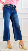 Chain Detail Cropped Jean-190 Denim-RISEN JEANS-Coastal Bloom Boutique, find the trendiest versions of the popular styles and looks Located in Indialantic, FL