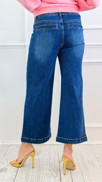 Chain Detail Cropped Jean-190 Denim-RISEN JEANS-Coastal Bloom Boutique, find the trendiest versions of the popular styles and looks Located in Indialantic, FL