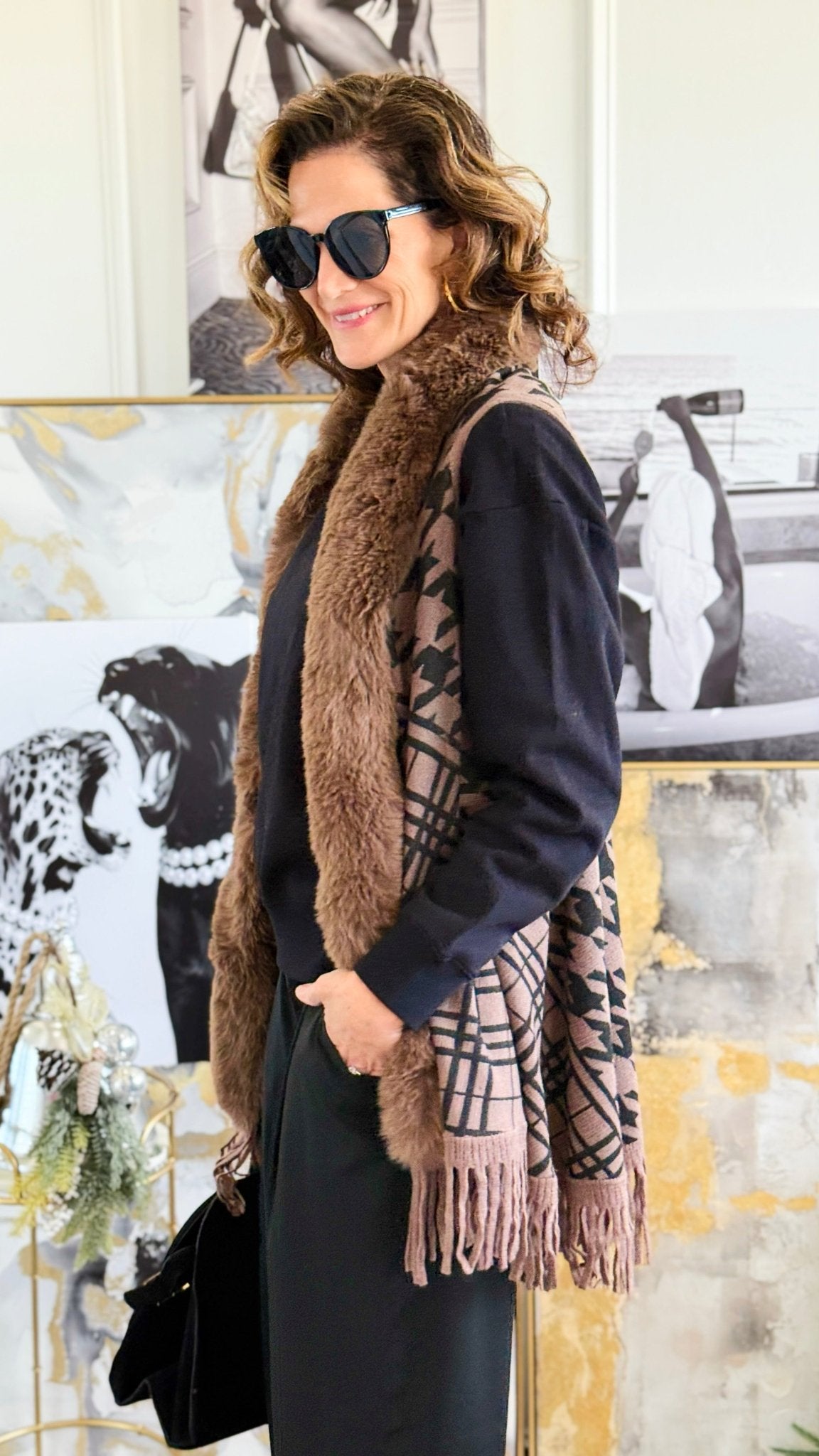 Chalet Luxe Fringe Vest-150 Cardigans/Layers-On Blue-Coastal Bloom Boutique, find the trendiest versions of the popular styles and looks Located in Indialantic, FL