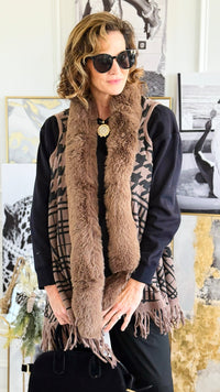 Chalet Luxe Fringe Vest-150 Cardigans/Layers-On Blue-Coastal Bloom Boutique, find the trendiest versions of the popular styles and looks Located in Indialantic, FL