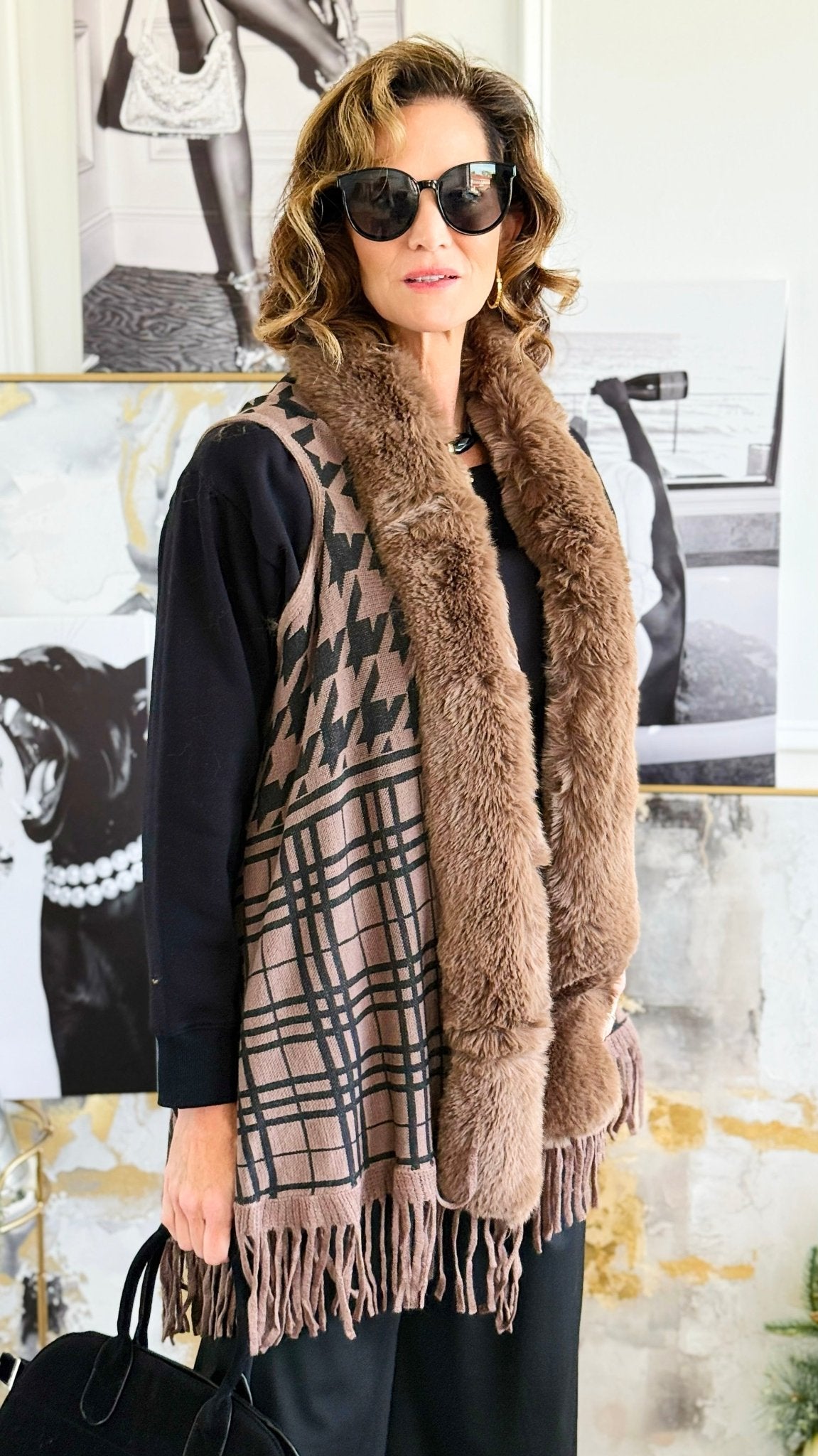 Chalet Luxe Fringe Vest-150 Cardigans/Layers-On Blue-Coastal Bloom Boutique, find the trendiest versions of the popular styles and looks Located in Indialantic, FL