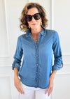Chambray Wash Button Down Top-110 Long Sleeve Tops-Blu Pepper-Coastal Bloom Boutique, find the trendiest versions of the popular styles and looks Located in Indialantic, FL