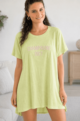 Champagne Diet Oversized Graphic Tunic Tee