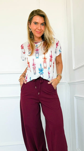 Champagne Wishes Italian Graphic Aria Top