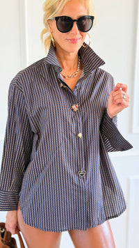 Charmed Checked Italian Woven Top-110 Long Sleeve Tops-TATTOO Z-Coastal Bloom Boutique, find the trendiest versions of the popular styles and looks Located in Indialantic, FL