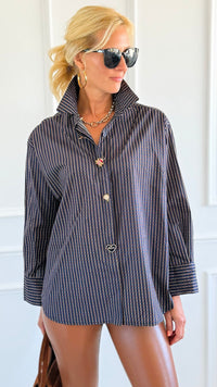 Charmed Checked Italian Woven Top-110 Long Sleeve Tops-TATTOO Z-Coastal Bloom Boutique, find the trendiest versions of the popular styles and looks Located in Indialantic, FL