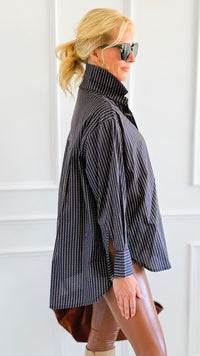 Charmed Checked Italian Woven Top-110 Long Sleeve Tops-TATTOO Z-Coastal Bloom Boutique, find the trendiest versions of the popular styles and looks Located in Indialantic, FL