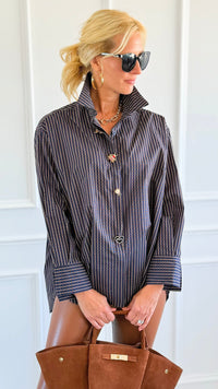 Charmed Checked Italian Woven Top-110 Long Sleeve Tops-TATTOO Z-Coastal Bloom Boutique, find the trendiest versions of the popular styles and looks Located in Indialantic, FL